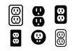 © Svitlana - Electrical Wiring Logos. Electrical wiring layout. Icon set. Set Logo of Electrical wiring layout: duplex wall outlet (receptacle). harmonious logo variations