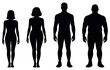© craft_art - female and male full body silhouette set showing various standing poses, suitable for fashion design, anatomy studies, wellness concepts, and modern minimal vector illustration projects