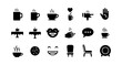 © LOBSTER LARRY - Silhouette icons: coffee, communication, and relaxation for modern design