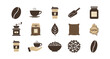 © LOBSTER LARRY - Minimalist coffee icons set featuring cups, beans, and accessories for cafes and coffee lovers