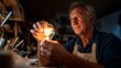 © iuricazac - Older man working on light bulb in workshop.