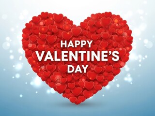  A heart made of small red hearts with happy valentine's day message on it