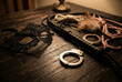 © Максим Коробский - intimate scene with leather accessories, vintage masquerade mask and intimate bondage scene