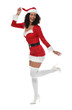 © New Africa - Beautiful woman in Mrs Claus costume on white background. Christmas season
