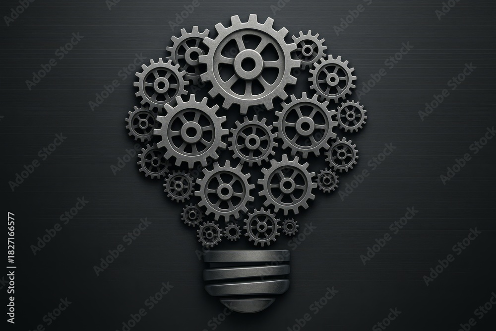 Light Bulb Development Light bulb with gears surrounding it. Concept of innovation and ...