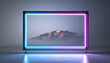 © seven sheep - ネオンカラー。フレーム。グレーの背景。Neon colors. Frame. Gray background.