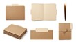 © gankevstock - Collection of brown kraft paper file folders with tabs isolated on white background