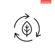 © aiconslab - Black single organic recycle line icon. Simple round leaf ecology circle flat design vector pictogram, infographic interface elements for app logo web button ui ux isolated on white background