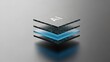 © Donnangelo - Abstract representation of artificial intelligence chip with layered structure and glowing blue element on dark background