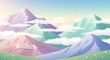 © Imas - International Mountain Day Landscape with Pastel Mountains and Clouds