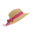 © Best JPG - Straw sun hat with a vibrant pink ribbon and bow isolated on white background