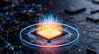 © graphicview35 - Futuristic glowing central processing unit chip on a dark circuit board with abstract digital data flow and blue light ring, representing artificial intelligence and technology