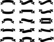 © vector Art - Collection of Black Silhouetted Ribbon and Banner Icons on White Background