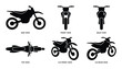 ©  MVectors - Dirt bike side, front, back, top, 3/4 front, 3/4 rear views, off road transport, isolated.