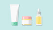 © The blitz - Cosmetic Product Assortment Illustration for Skincare Routine