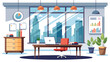 © Mdfahad - Modern home office with city view and laptop setup in warm ambient lighting