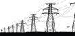 © MdZabed - Black silhouette of power line towers and birds against white sky electricity pylon