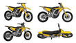 © Paul Studio - Four Views of a Sleek Yellow Electric Motocross Motorcycle on a White Background
