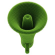 © Sariyono - Green grass covered megaphone for environmental communication on transparent background.