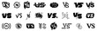© top dog - Versus logo for competition, championship. Set of versus icons in black. Compare template for game, battle and sport. VS letters logo collection. Black versus logo letters