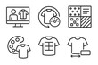 © Александр Михайлюк - 3D Clothing Customization Icons. Line style icons of 3D clothing customizations: avatar-based fitting, adjustable size dial,