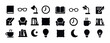 © Viacheslav - Collection of black reading and study icons including books and lamps