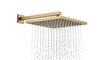 © Dennis - Isolated square rainfall shower head with water running; contemporary bathroom fixture concept