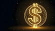 © dotmagic - Glowing golden dollar sign symbol representing financial success and wealth on a dark background