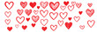 © Daishin - Collection of hand drawn heart doodles in different styles, black ink sketch, isolated on white background.