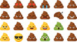 © Sumon Creative - Cute poop emoji vector set featuring multiple facial expressions, emotions, and colorful variations for messaging, stickers, playful designs, and fun digital illustrations.