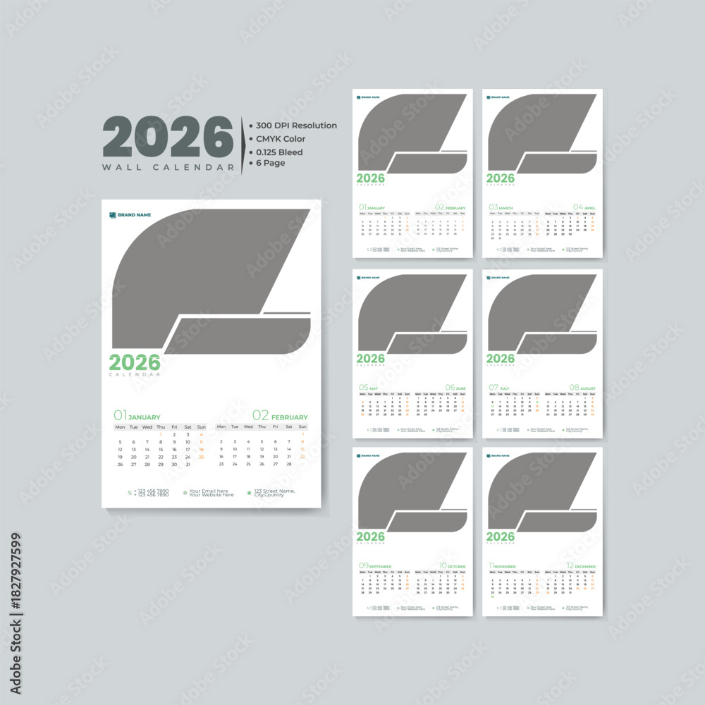 2026 corporate business calendar design Stock Vector | Adobe Stock
