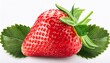 © AustinSANC - Fresh Red Strawberry With Green Leaf Isolated On White Background