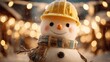 © Jayk - Festive snowman wearing a yellow construction hard hat in a winter wonderland