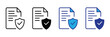 © Mahir - Document protection icon set: legal contract security and safety verification, data privacy compliance and assurance symbols.