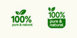 © SaymaHossan - Two green 100 percent pure and natural product labels on white