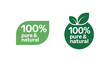 © SaymaHossan - Two green 100 percent pure and natural product labels on white