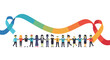 © Asap - Diverse group of people holding hands with a colorful ribbon representing unity and support.