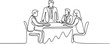 © MofajjolHossen - Continuous one line drawing of Business pople meeting with growing graph. Single line drawing illustration of Business Growth plan. one line Icon drawing