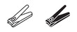 © Masuda Akthar - Nail clipper icon set in outline and silhouette style, representing personal grooming tools, manicure, and hygiene accessories, vector illustration.