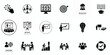 © johndaly - Workshop icon set. Containing team building, collaboration, teamwork, coaching, problem-solving and education icons. Solid icon collection.