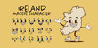 © ink drop - Vintage Ireland country map mascot character with cartoon facial expression set