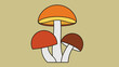 © Dlomiro - A simple illustration of three mushrooms with colorful caps and white stems on a plain background.