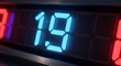 © shahpng - Bright blue nineteen displayed on a digital clock with red and purple