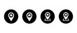 © Ka Han - Home location pin icon set in black circle. Real estate, house address, and property map symbol