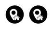 © Ka Han - Home location pin icon in black circle. House address marker symbol