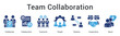 © gibranicon - Team collaboration banner web icon emphasizing teamwork and cooperation with strong relations and workplace morale building.