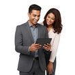 © Napapon - Successful team enjoys business results on tablet, cutout isolated on transparent background