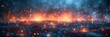 © Micro - Panoramic View of Fiery Abstract Particles and Bokeh Lights