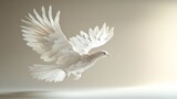 White dove in flight, ethereal