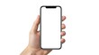 © Nur - Hand holding contemporary smartphone with empty white screen